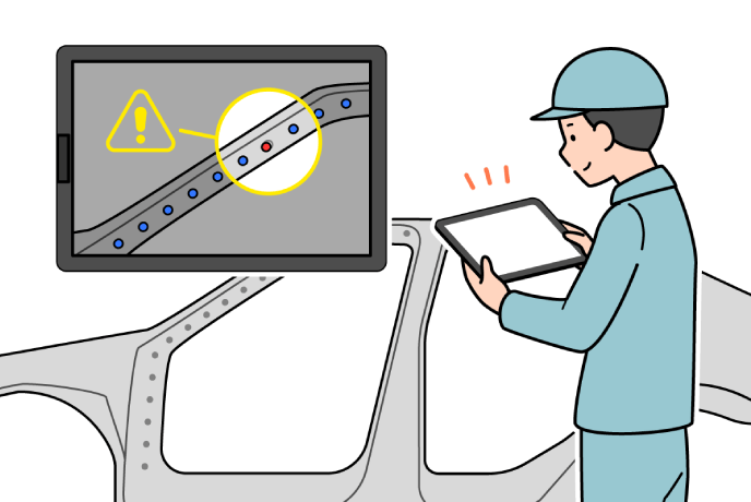 現実空間に3Dモデルを表示させているイラスト