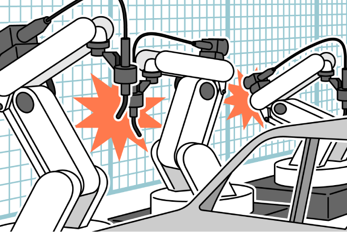 機械に不具合が生じているイラスト