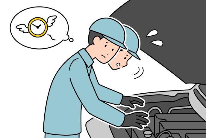 検査に時間がかかっている様子のイラスト